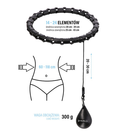 Zátěžová hula hoop obruč s oporou pasu, černá/červená