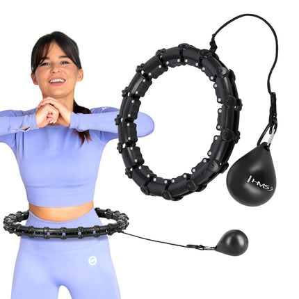 Zátěžová hula hoop obruč s oporou pasu, černá/červená
