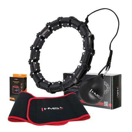 Zátěžová hula hoop obruč s oporou pasu, černá/červená