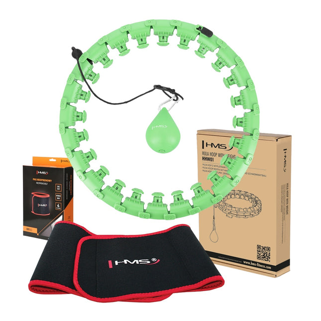Verzwaarde Hula Hoop met tailleondersteuning, groen/rood