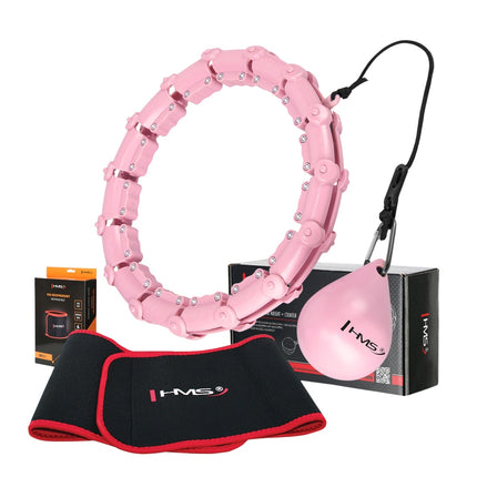 Zátěžová hula hoop obruč s oporou pasu, světle růžová