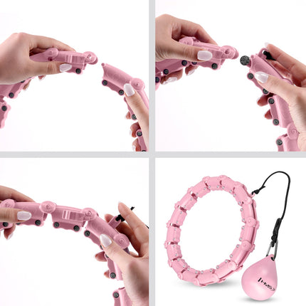 Zátěžová hula hoop obruč s oporou pasu, světle růžová