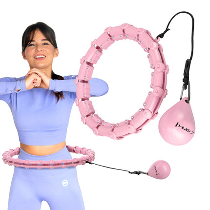 Zátěžová hula hoop obruč s oporou pasu, světle růžová