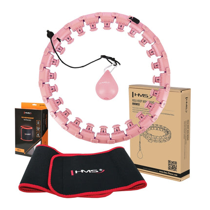 Zátěžová hula hoop obruč s oporou pasu, růžová/červená