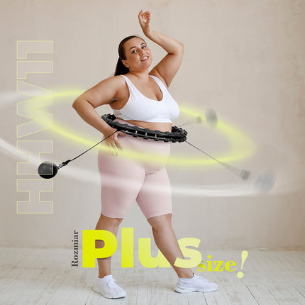 Zátěžová hula hoop obruč s oporou pasu, velikost plus, černá