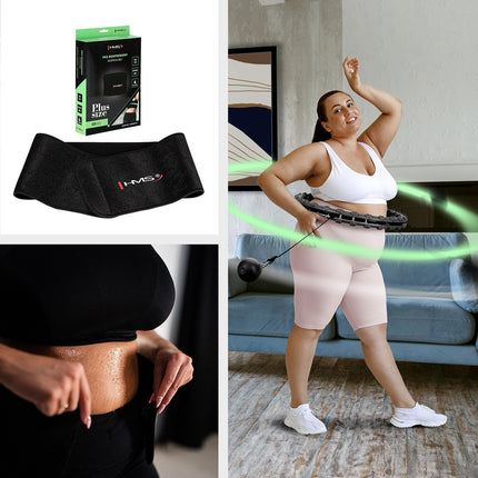Zátěžová hula hoop obruč s oporou pasu, velikost plus, černá