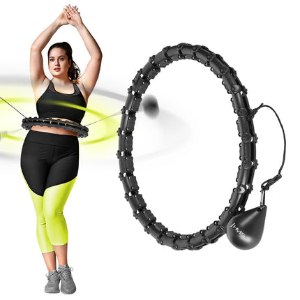 Zátěžová hula hoop obruč s oporou pasu, velikost plus, černá