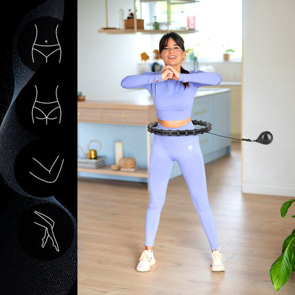 Zátěžová hula hoop obruč s oporou pasu, velikost plus, černá