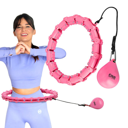 Zátěžová hula hoop obruč s oporou pasu, růžová