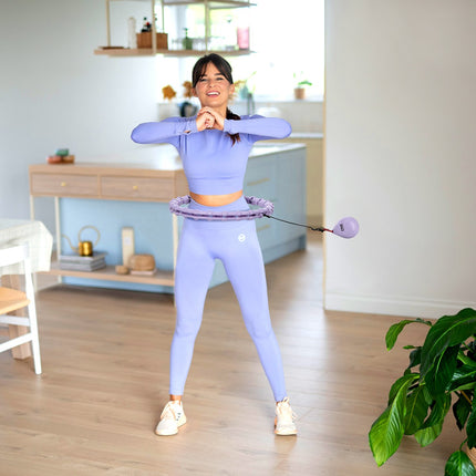 Zátěžová hula hoop obruč s oporou pasu, fialová