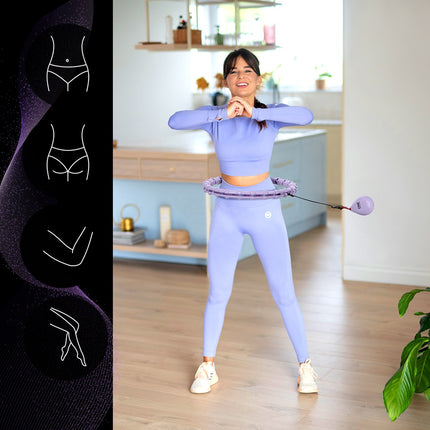 Zátěžová hula hoop obruč s oporou pasu, fialová