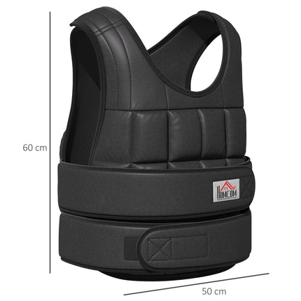 Nastavitelná zátěžová vesta 30 kg pro silový trénink, černá