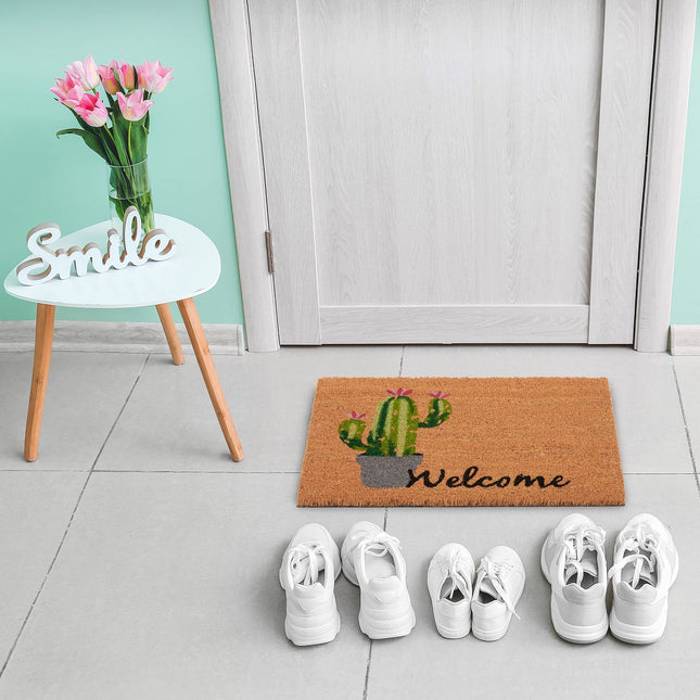 Kokosová rohožka Welcome s kaktusem