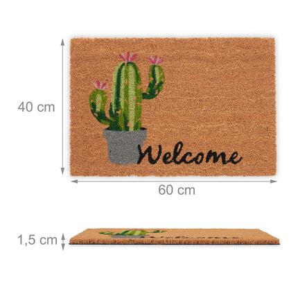 Kokosová rohožka Welcome s kaktusem