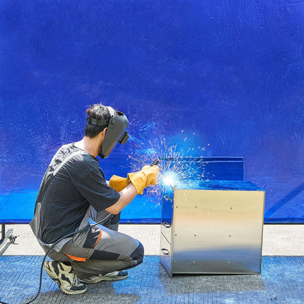 Welding Screen With Frame, 6 x 8 Ft, Vinyl, Wheels