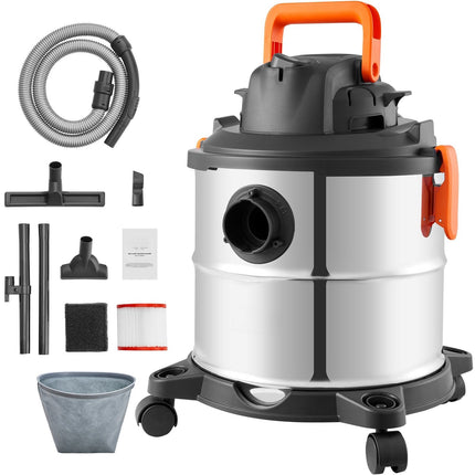 Wet Dry Shop Vacuum, 20L Stainless Steel, 6 Peak HP