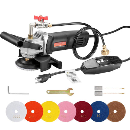 Wet Polisher 800W, 4-Inch Stone Grinder, 7 Pads, GFCI