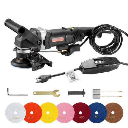 Wet Stone Polisher 800W, 4-Inch, 6-Speed, 7 Pads