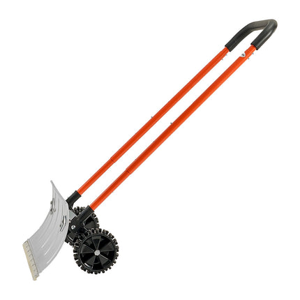 Wheeled Snow Pusher Shovel, 61 cm Blade, Adjustable Handle