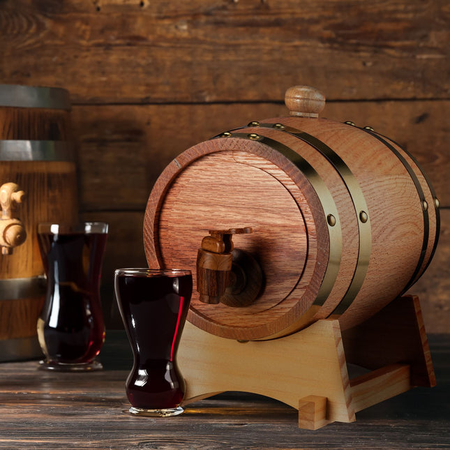 Soudek na whisky s kohoutkem, 1.25L dubové dřevo
