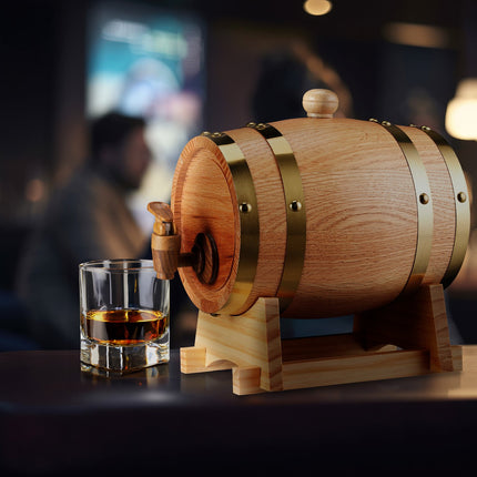 Soudek na whisky s kohoutkem, 1.25L dubové dřevo