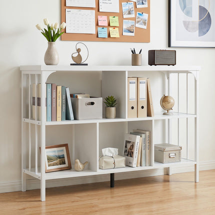 White 3-Tier Bookshelf with Metal Frame and Anti-Tip Kits