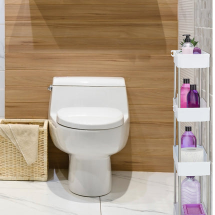 White 4-Tier Rolling Storage Trolley for Kitchen/Bathroom