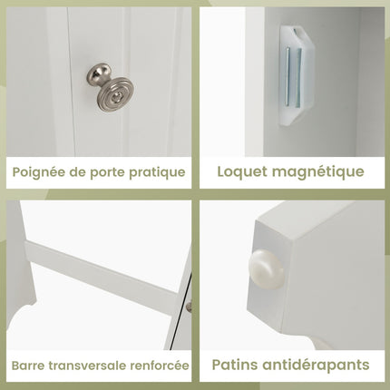White Bathroom Cabinet with Toilet Paper Holder & Shelves