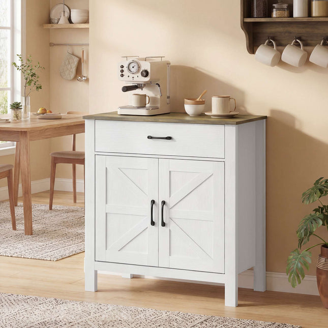 Weißes Sideboard im Landhausstil mit Schiebetüren und verstellbarem Einlegeboden