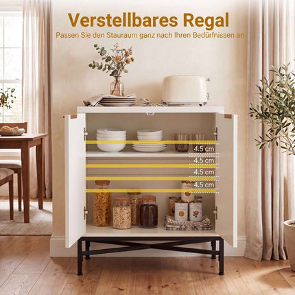 White Fluted Sideboard Buffet Cabinet with Adjustable Shelf