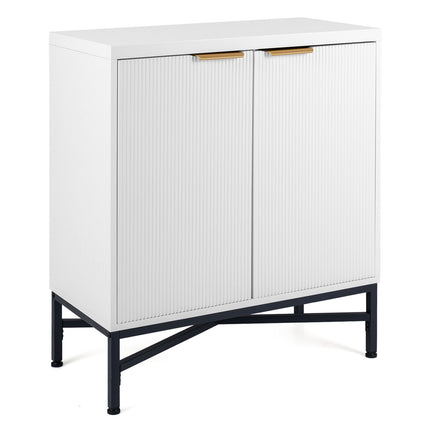 White Fluted Sideboard Buffet Cabinet with Adjustable Shelf