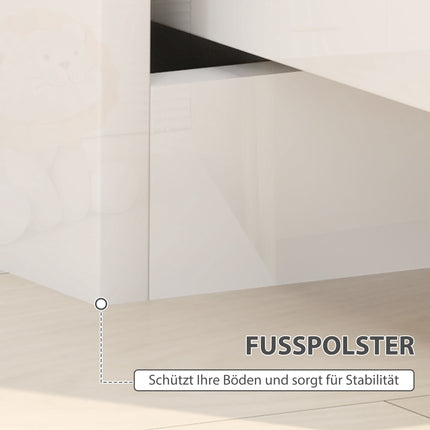 White High-Gloss Nightstand with Drawers, 40x40x48 cm