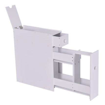 White MDF Bathroom Cabinet with Drawer and Shelves
