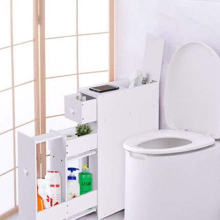 White MDF Bathroom Cabinet with Drawer and Shelves