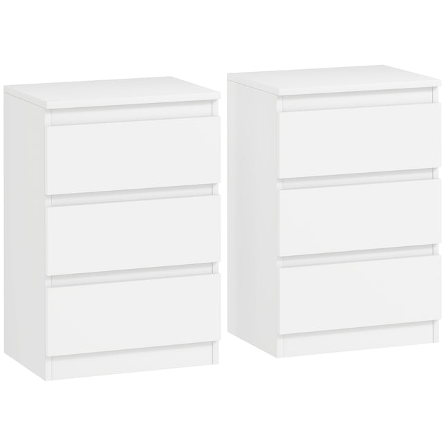 Witte MDF nachtkastjes set van 2 met 3 lades