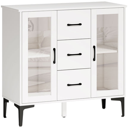 Komoda z MDF s dvířky Soft-Close a zásuvkami, bílá