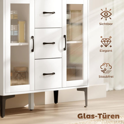 Komoda z MDF s dvířky Soft-Close a zásuvkami, bílá