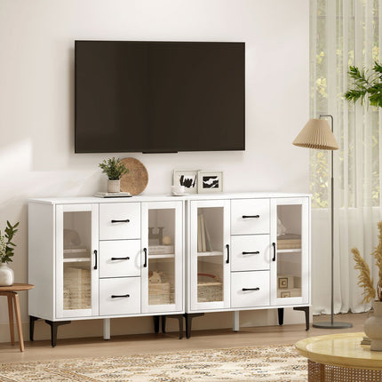 Komoda z MDF s dvířky Soft-Close a zásuvkami, bílá
