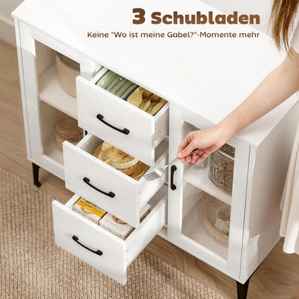 Komoda z MDF s dvířky Soft-Close a zásuvkami, bílá