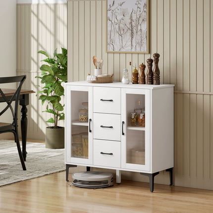 Komoda z MDF s dvířky Soft-Close a zásuvkami, bílá