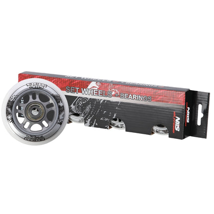PU kolečka 76x24 82A a ložiska ABEC-7 sada, bílá