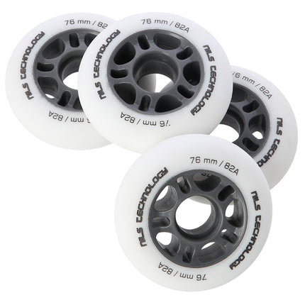 PU kolečka na brusle 76x24mm 82A, sada 4 ks, bílá
