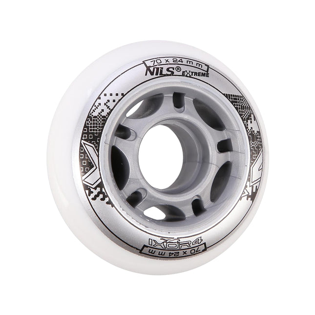 PU kolečka na brusle, 70x24mm, 82A, sada 4 ks, bílá
