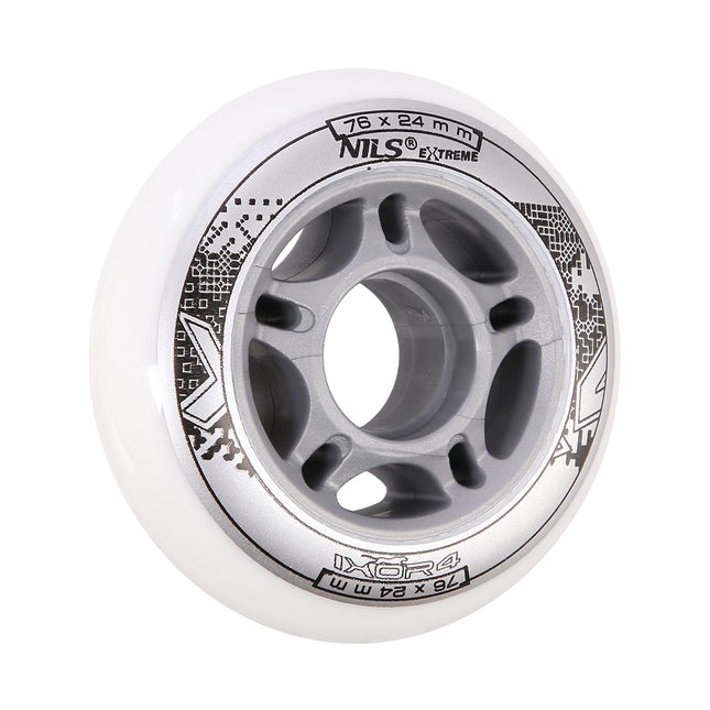 PU kolečka na brusle, 76x24mm, 82A, sada 4 ks, bílá