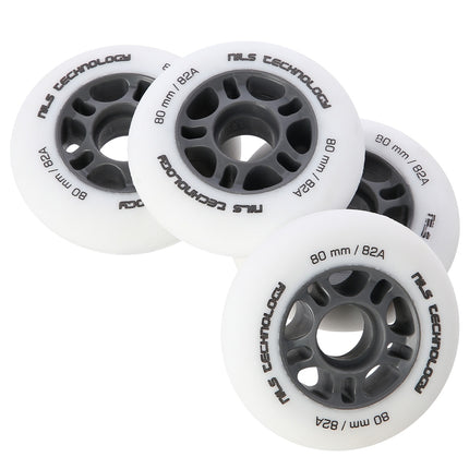 White PU Skateboard Wheels, 80x24mm, 82A, Set of 4