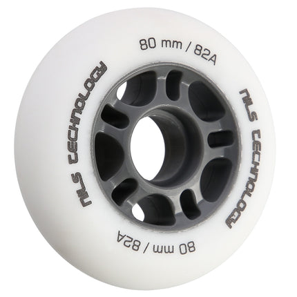 White PU Skateboard Wheels, 80x24mm, 82A, Set of 4