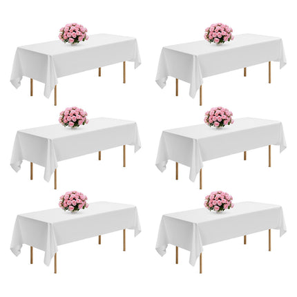White Polyester Tablecloths, 6-Pack, 60 x 102 Inch, Machine Washable