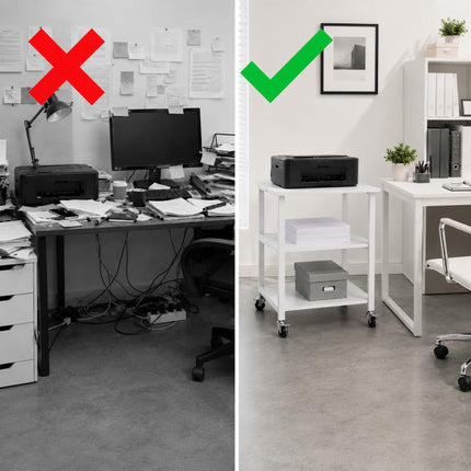 White Printer Stand with Castors – 3-Tier, Under-Desk