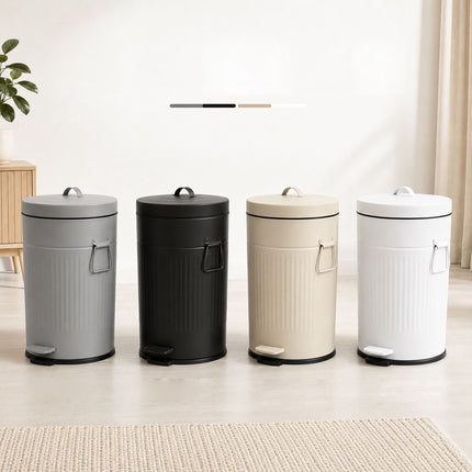 White Retro Pedal Bin, 20L Capacity, Soft-Close Lid