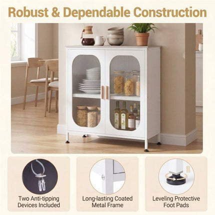 White Sideboard Buffet Cabinet with Adjustable Shelf